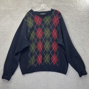Vintage Saddlebred Argyle Knit Sweater Grandpa Dad Retro Preppy Academia Men XL